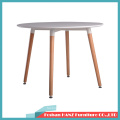 MDF White Simple Table with Wooden Leg